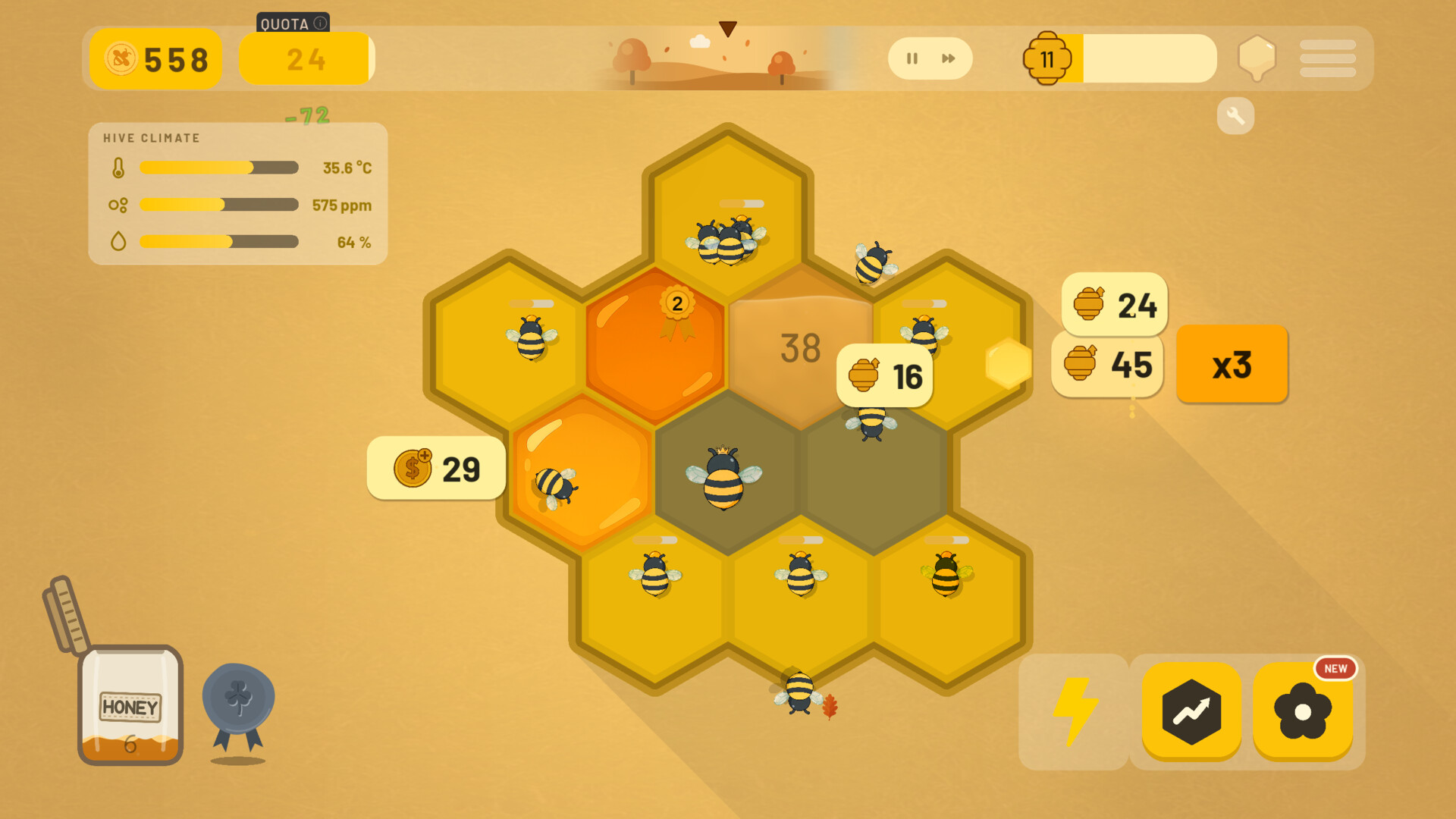 Selling honey at a market peak