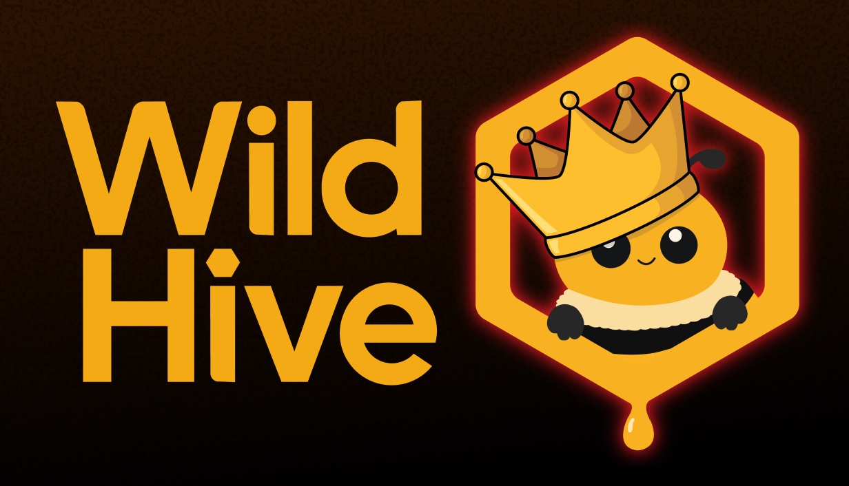 Wild Hive key art: a crowned bee in a honeycomb